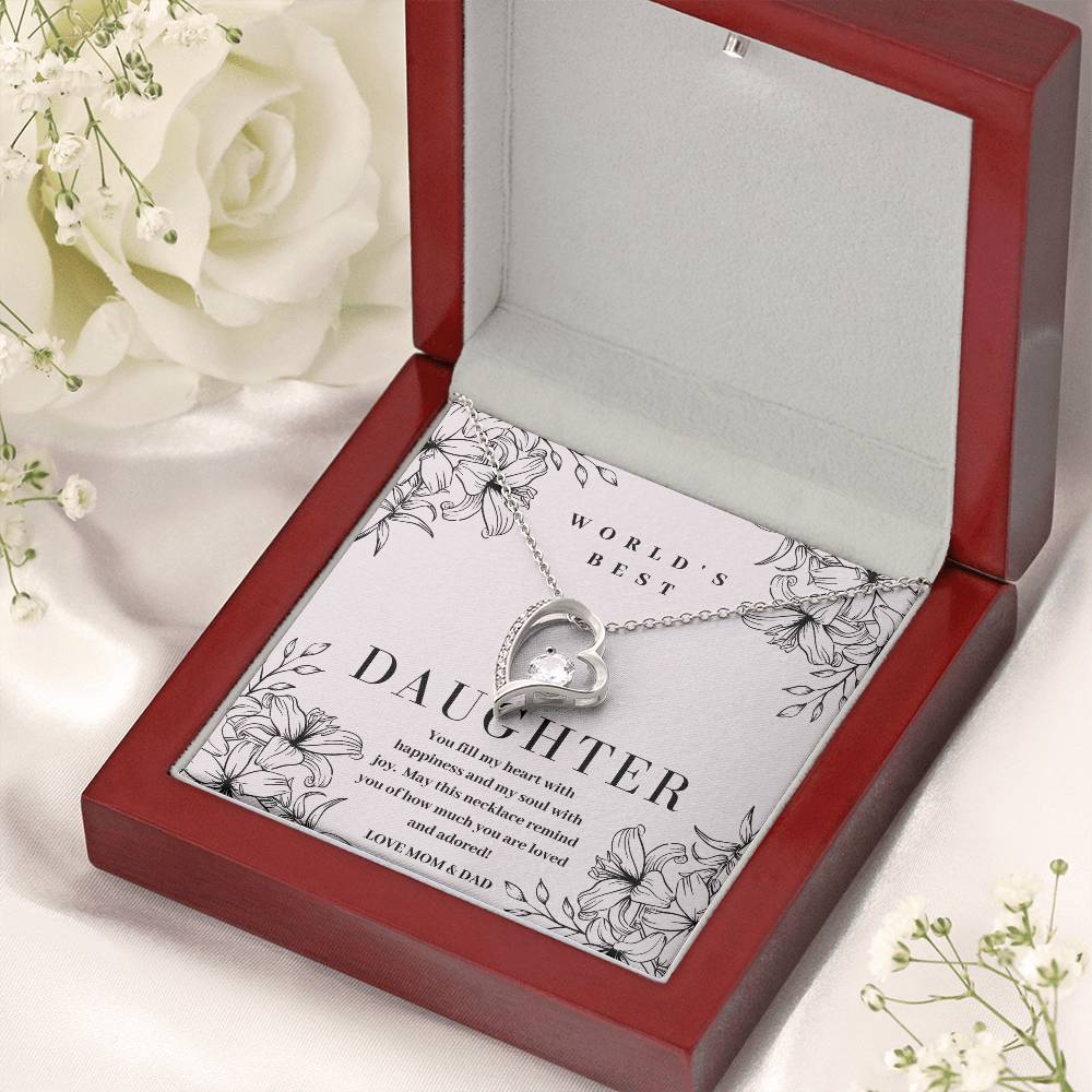 World's Best Daughter Gift 14k White Gold Or 18k Yellow Gold Pendant Necklace Forever Love Necklace