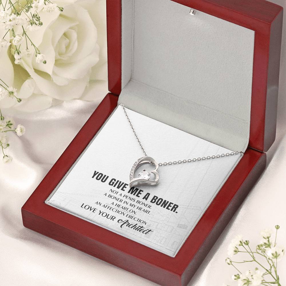 You Give Me A Heart Boner An Affection Erection Funny & Sarcastic Love For Her ? Mature Best Funny Gag Gifts For Architect Wife On Special Days Forever Love Necklace