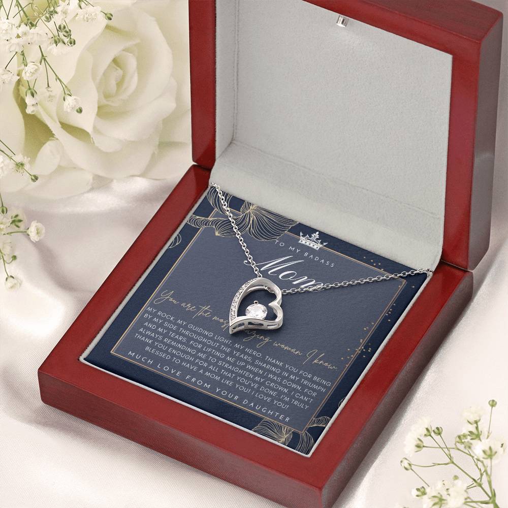 Badass Mom Gift To My Badass Mom Necklace Mother’s Day Gift Daughter To Mom Gift Gift From Daughter To Mom On Wedding Day Mom Gift Forever Love Necklace