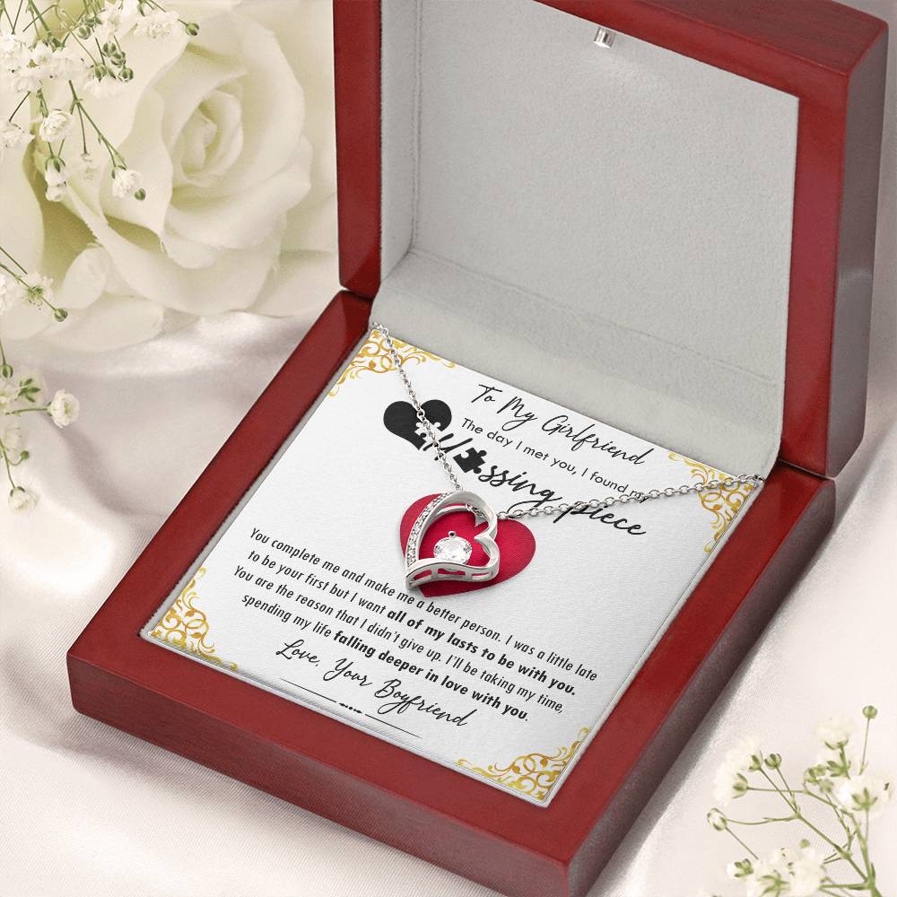 To My Girlfriend The Day I Met You I Found My Missing Piece... 1 Forever Love Necklace