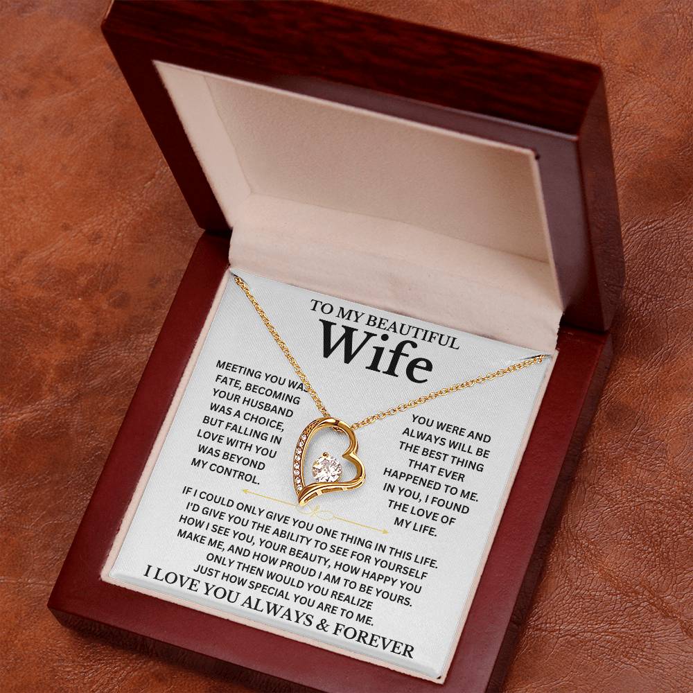 To My Beautiful Wife - Personalizable Necklace Gift Set Forever Love Necklace