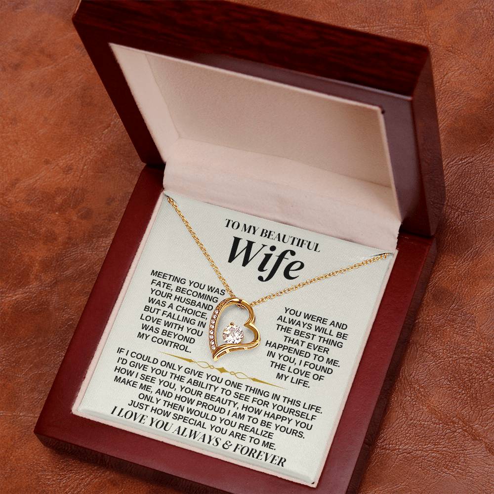 To My Beautiful Wife - Forever Love Necklace Gift Set - Ss323 Forever Love Necklace