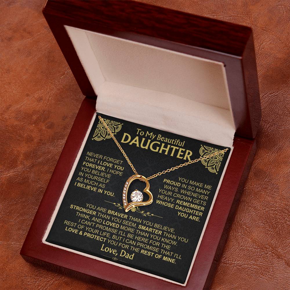 To My Beautiful Daughter - Dad - Forever Love Gift Set - Ss490V3 Forever Love Necklace