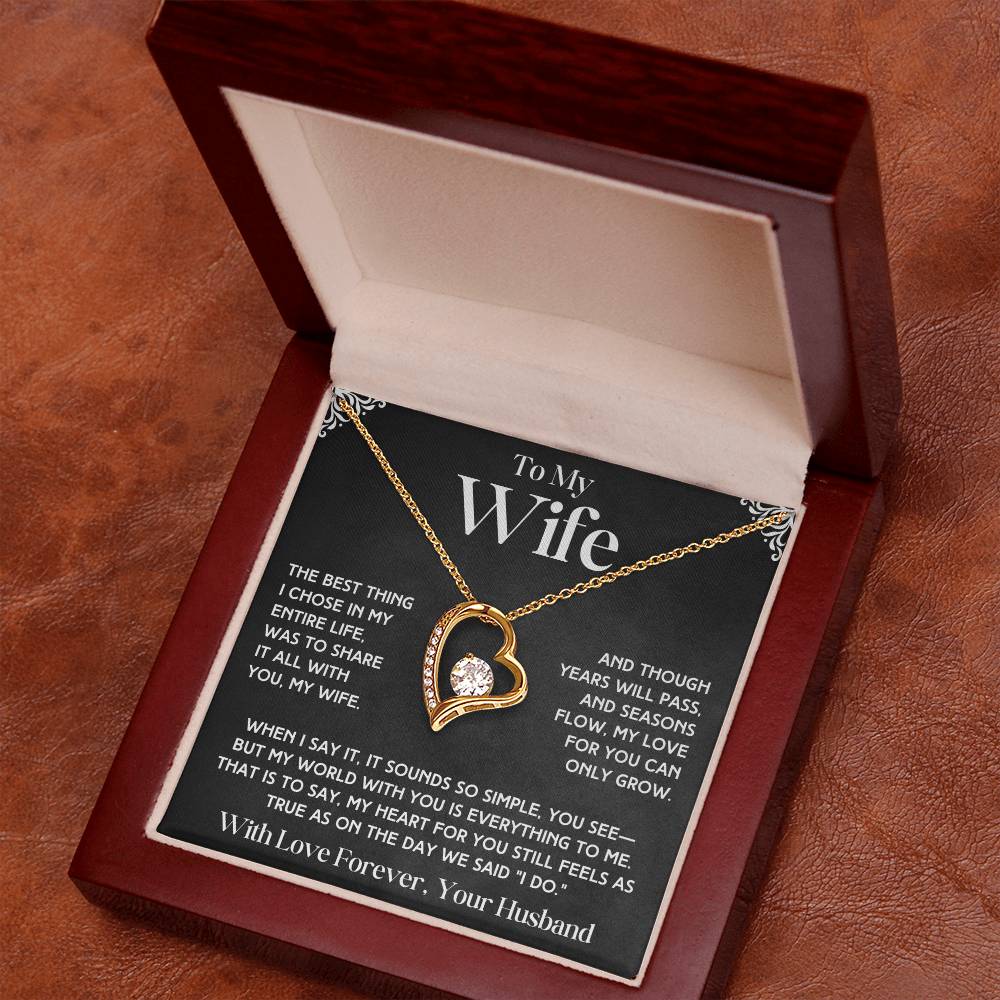To My Wife - Forever Love Necklace & Earring Set - Beautiful Poem Forever Love Necklace