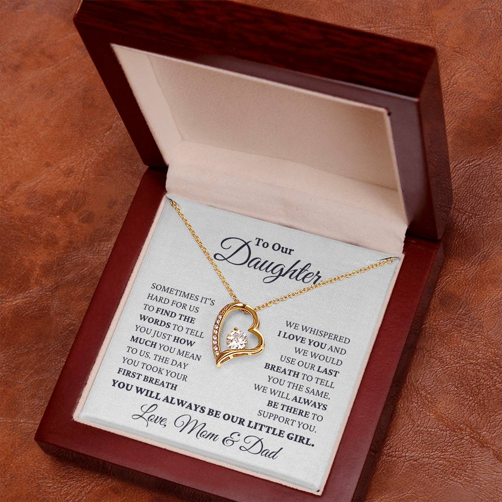 Gift For Daughter Love Mom And Dad Our Little Girl Necklace Forever Love Necklace