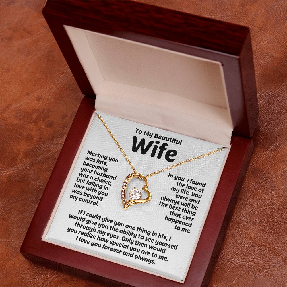 To My Beautiful Wife - Meeting You Was Fate - Forever Love Necklace