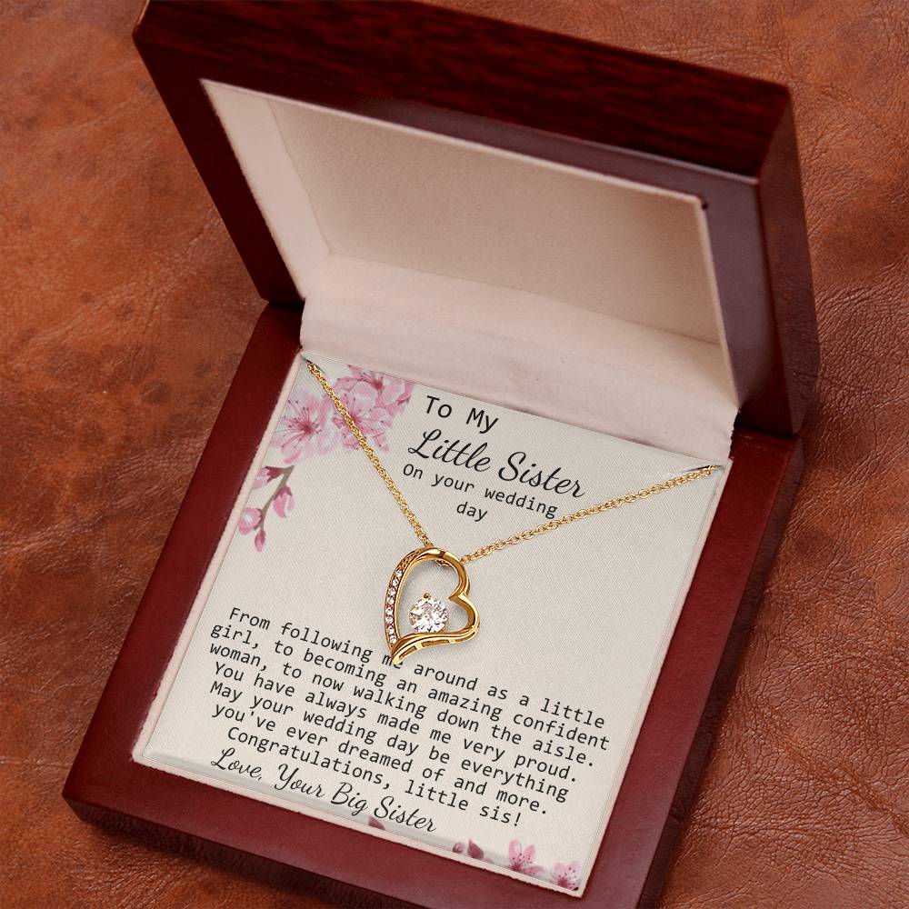 Little Sister Wedding Day Gift, Big Sister To Bride Necklace, Bride Gift From Sister, Sister To Bride Gift Forever Love Necklace