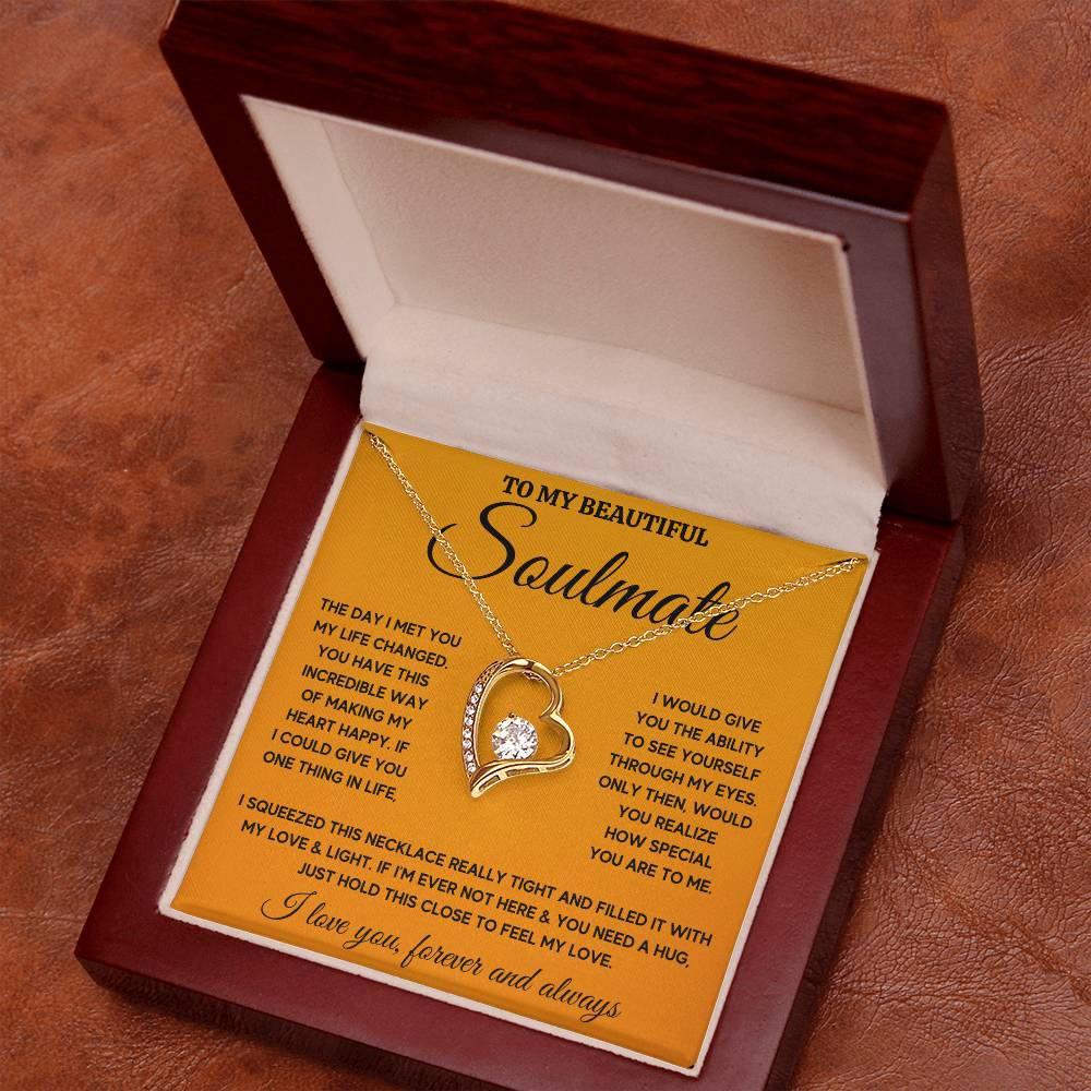 To My Beautiful Soulmate Heart Happy Squeezed Forever Love Necklace Gift Set Forever Love Necklace