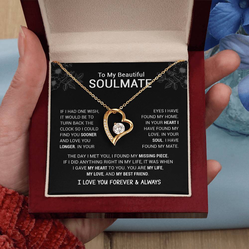 To My Beautiful Soulmate I Have Found My Mate Black Version Forever Love Necklace Forever Love Necklace