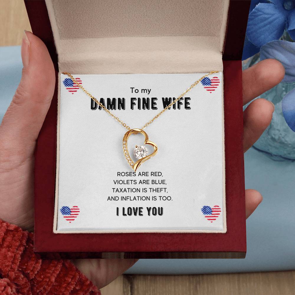 To My Damn Fine Wife - Women'S Forever Love Necklace & Earring Set - Gift For Wife Forever Love Necklace