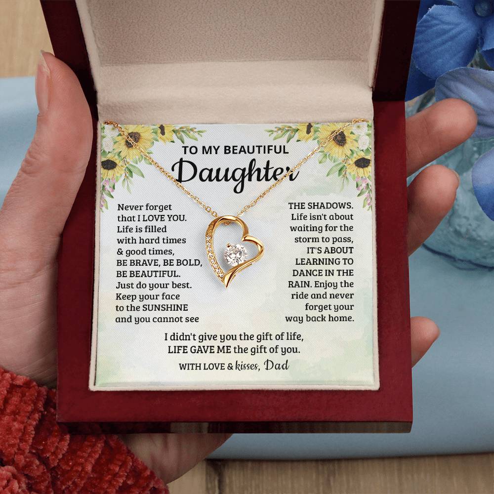To My Beautiful Daughter - Enjoy The Ride And Never Forget Your Way Back Home - Forever Love Necklace