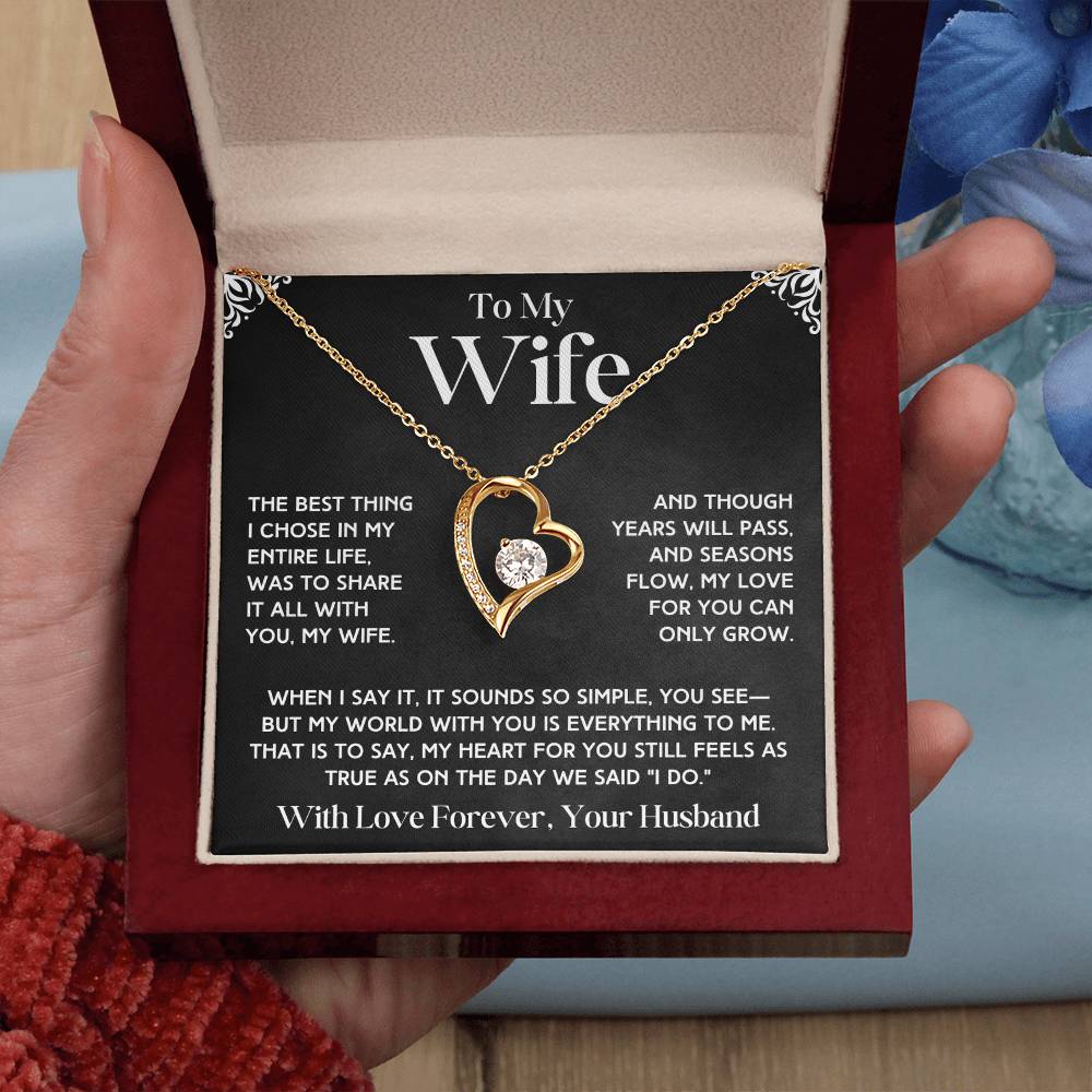 To My Wife - Forever Love Necklace & Earring Set - Beautiful Poem Forever Love Necklace