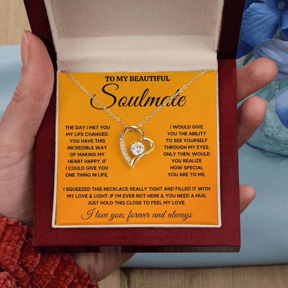 To My Beautiful Soulmate Heart Happy Squeezed Forever Love Necklace Gift Set Forever Love Necklace