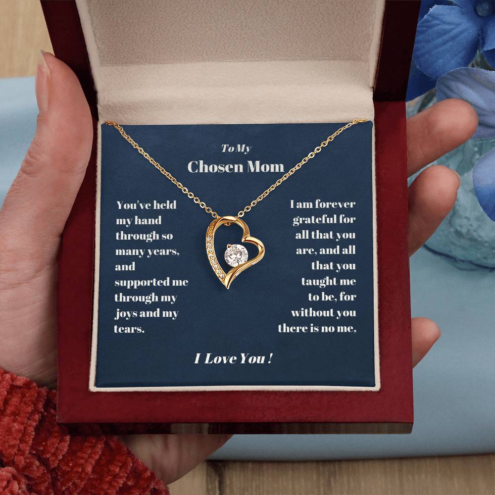 Chosen Mom Heart Necklace Gift Forever Love Necklace