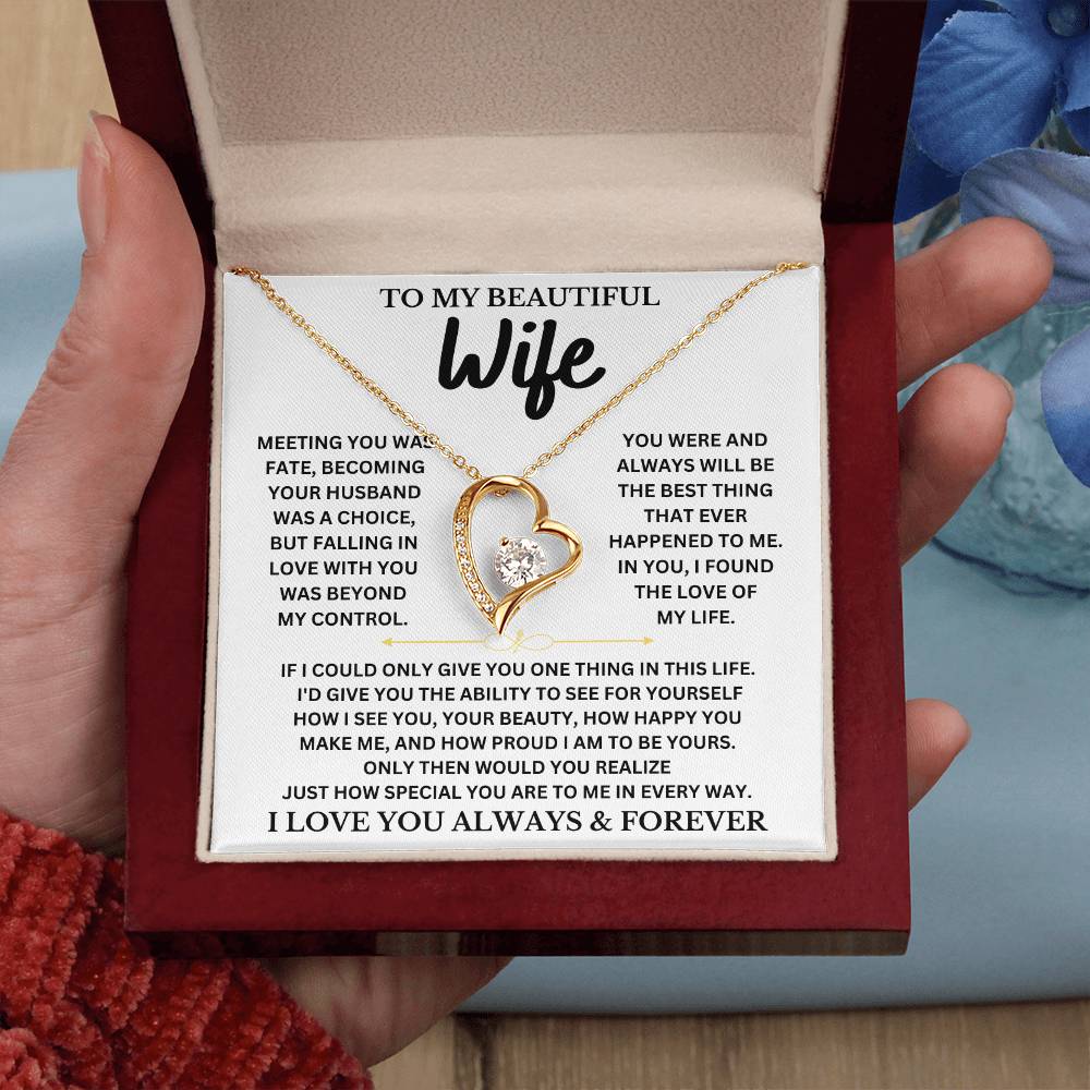 To My Beautiful Wife - Forever Love Necklace Gift Set Forever Love Necklace