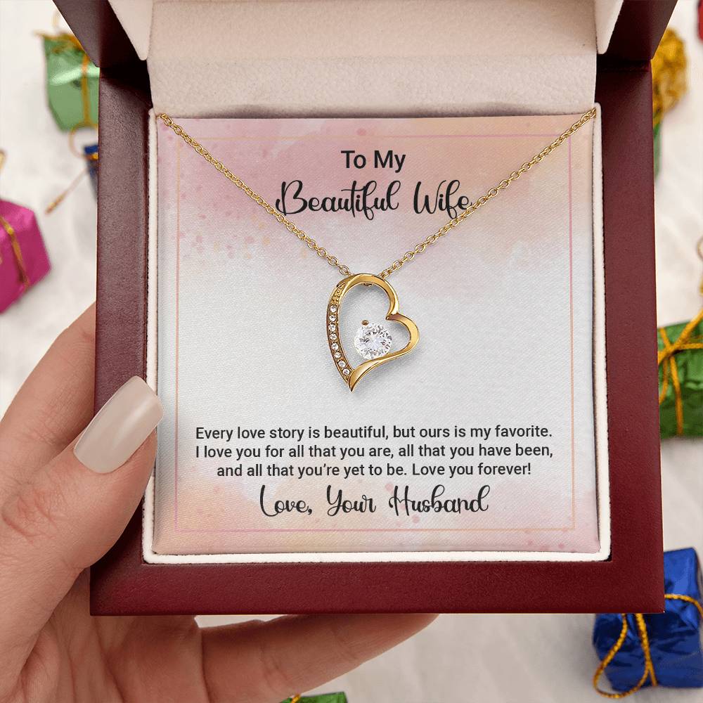 To My Beautiful Wife Happy Anniversary Forever Love Necklace
