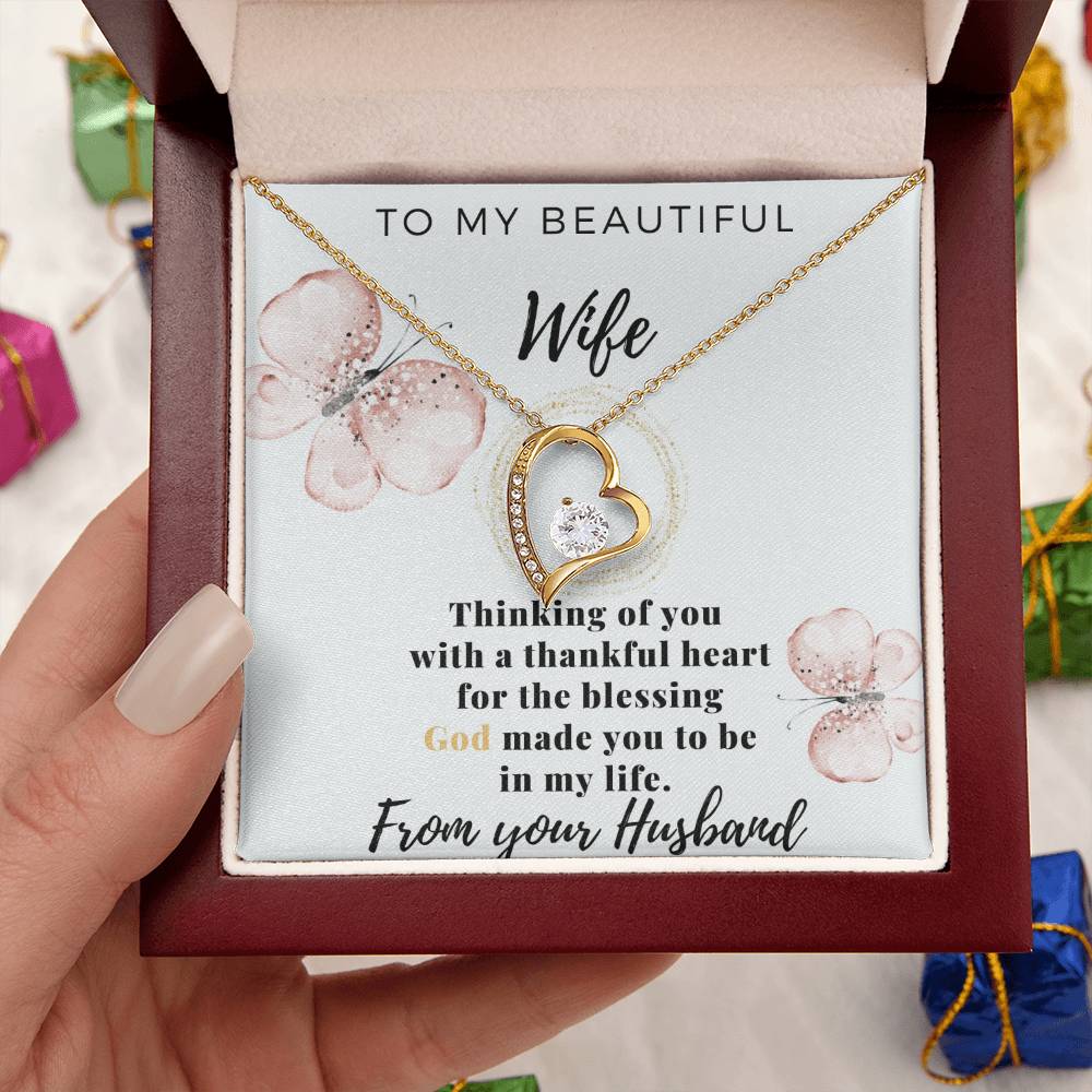 Gift For Wife From Husband - To My Beautiful Wife - Love From Your Husband - To My Beautiful Wife Necklace Forever Love Necklace