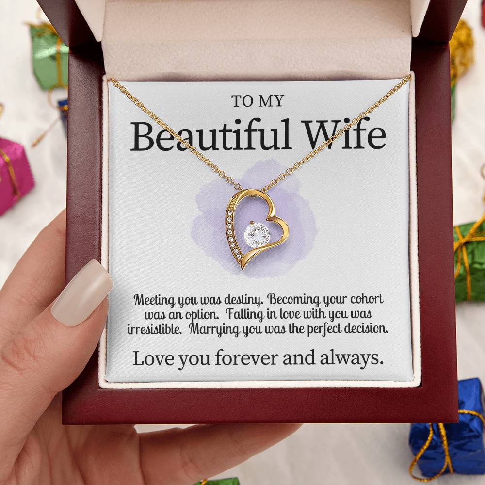 Beautiful Wife Valentine's Heart Gift Necklace Forever Love Necklace