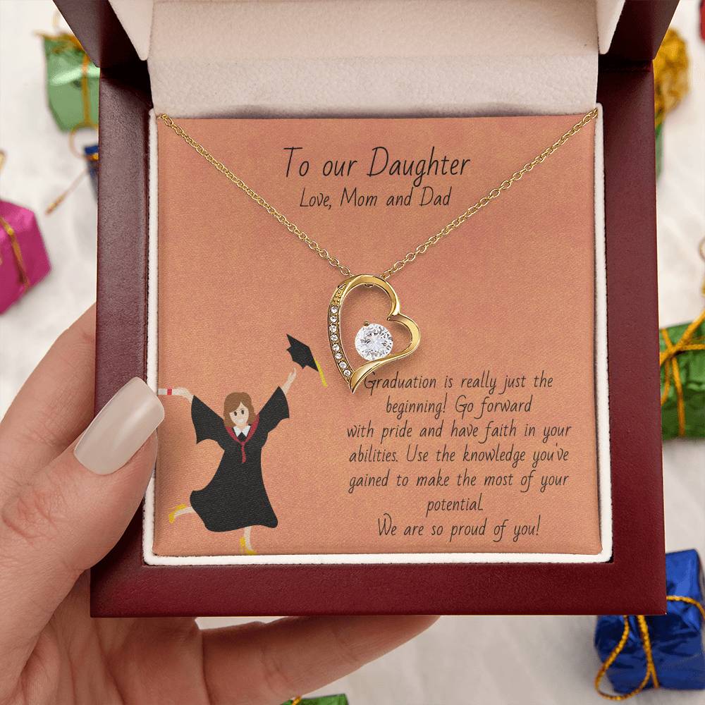 Graduation - Happy Graduation To Our Daughter - Graduation Gift Necklace Graduation Gift For Her College Forever Love Necklace