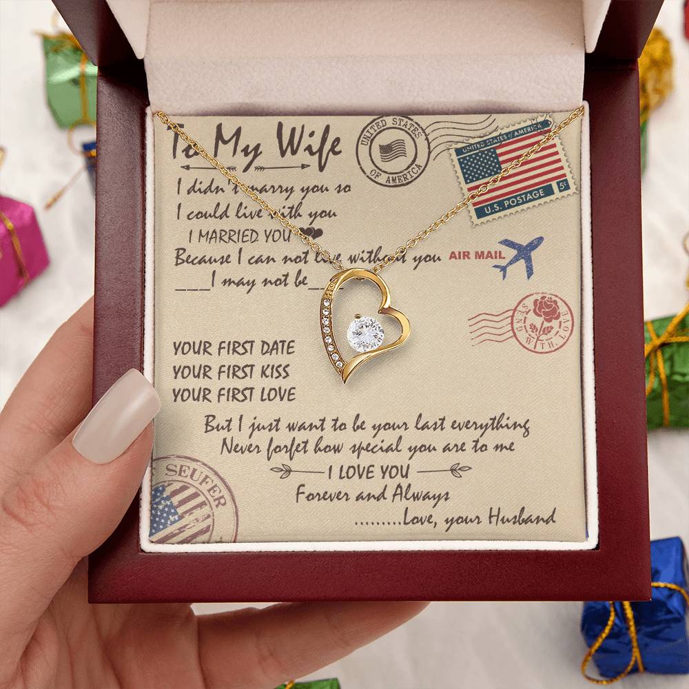 To My Wife Forever Love Necklace - Forever Love To My Wife Necklace From Husband Anniversary Gift For Wife Forever Love Necklace