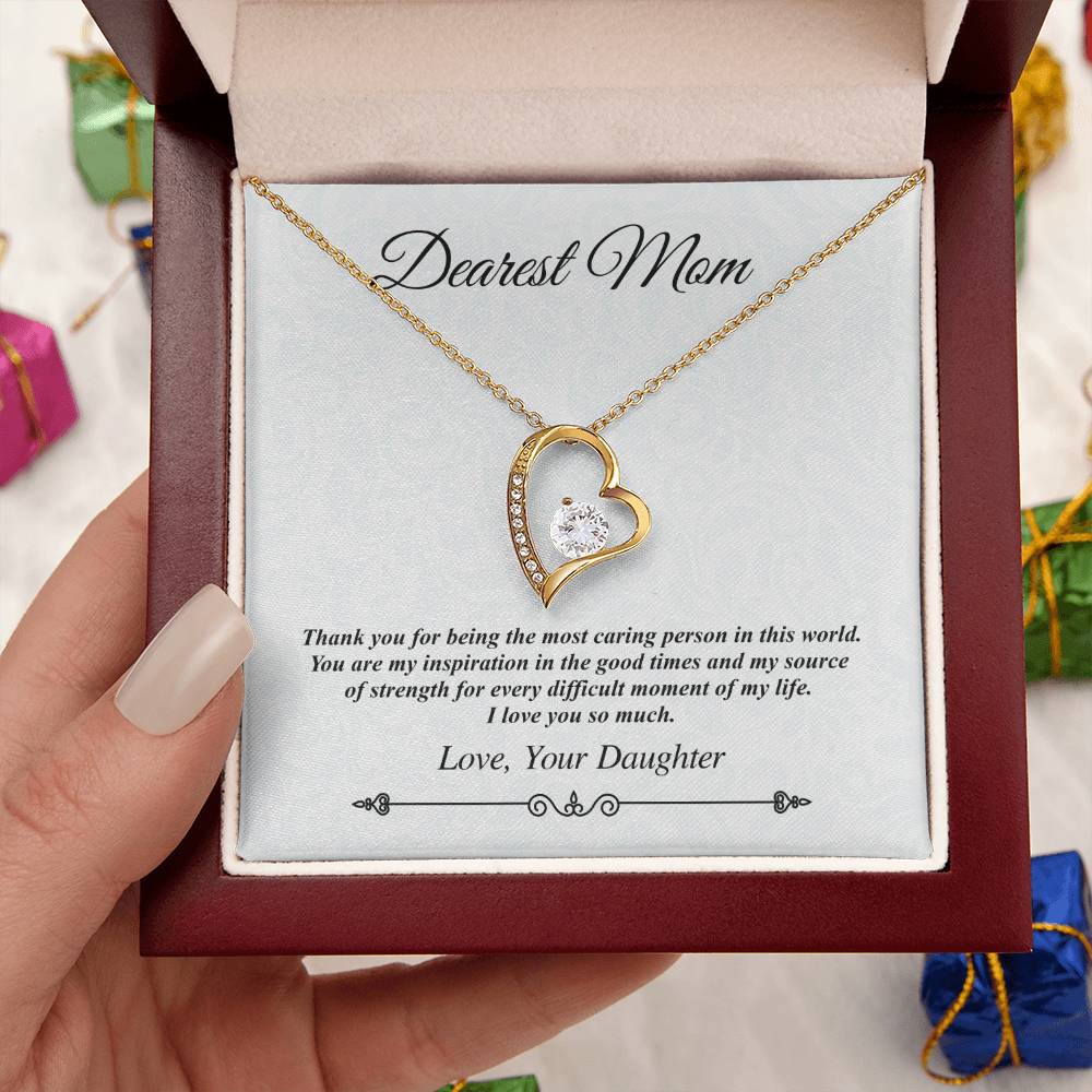 'Dearest Mom' Heart Necklace - The Most Caring Person In This World Forever Love Necklace