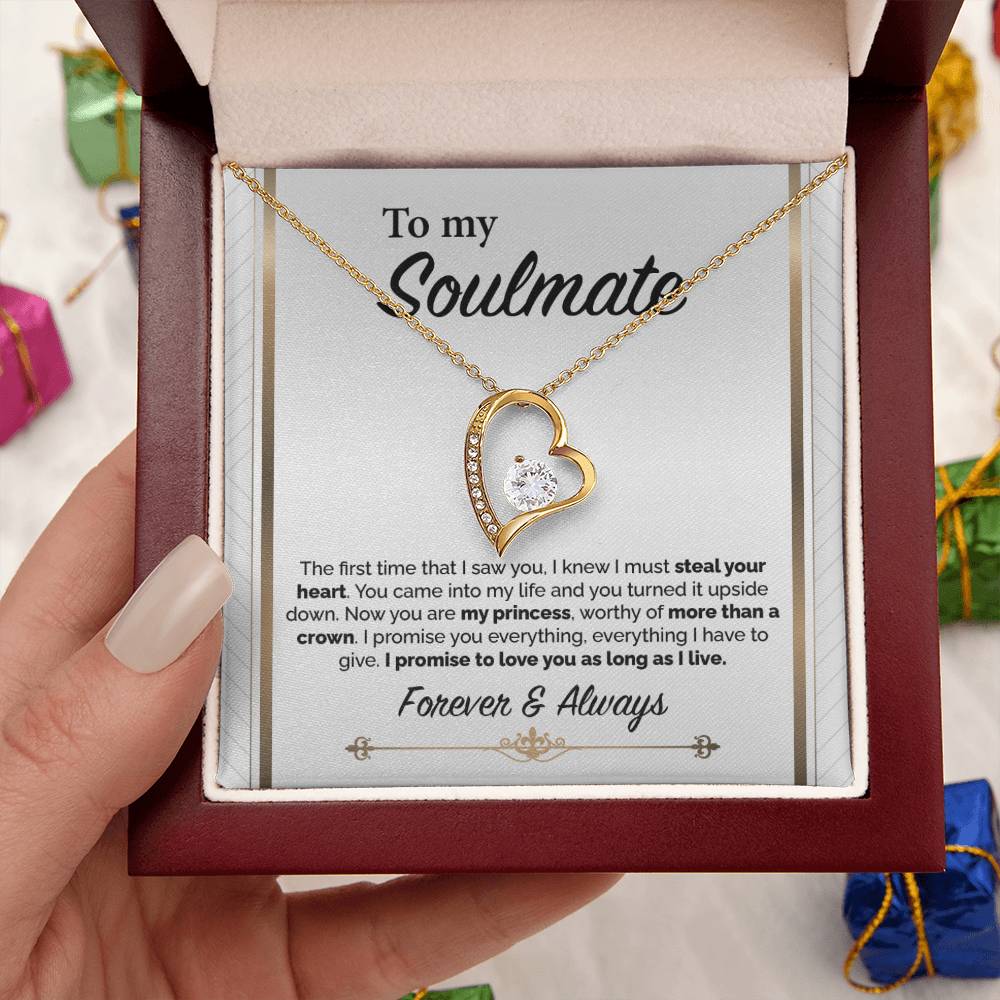 To My Soulmate I Promise To Love You As Long As I Live Forever Love Necklace