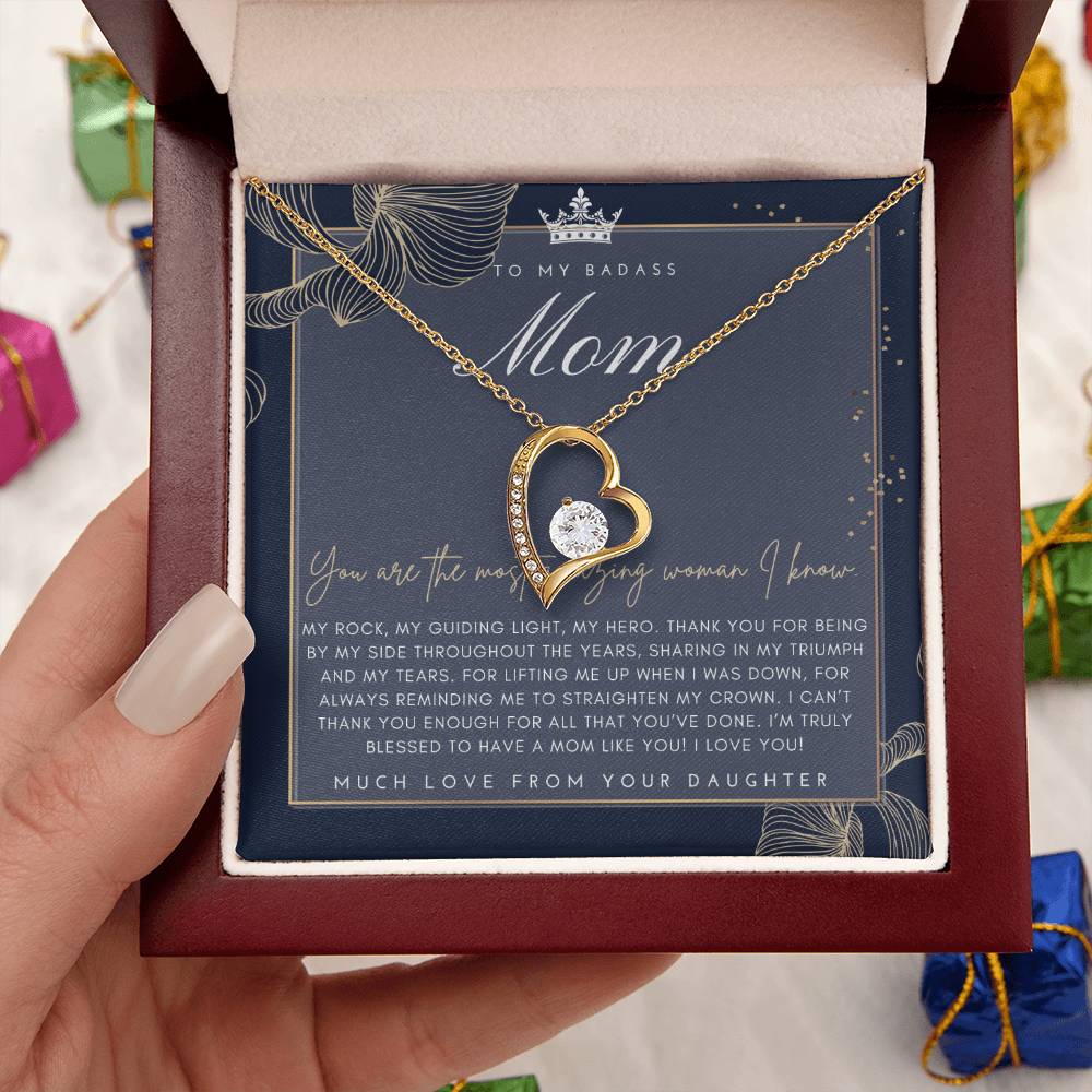 Badass Mom Gift To My Badass Mom Necklace Mother’s Day Gift Daughter To Mom Gift Gift From Daughter To Mom On Wedding Day Mom Gift Forever Love Necklace