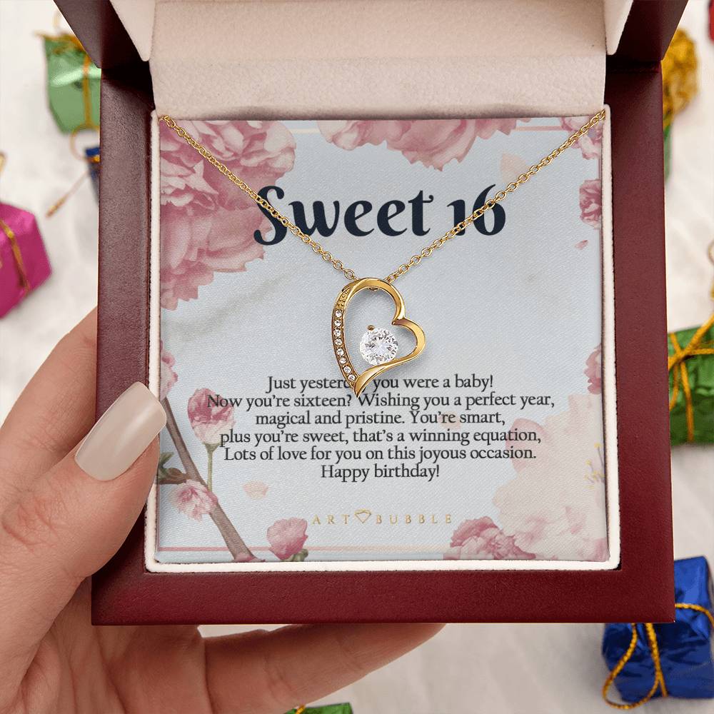 16th Birthday Gift Girl Sweet Sixteen Necklace Jewelry For 16th Sweet Sixteen Birthday Jewelry Gift For Daughter Niece Bff Forever Love Necklace