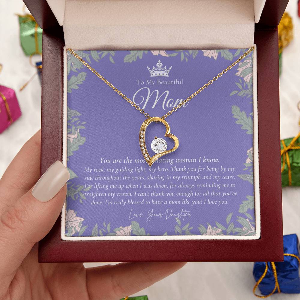 To My Beautiful Mom Necklace Beautiful Mom Gift Mother’S Day Gift Birthday Gift For Mom Gift From Daughter On Wedding Day Forever Love Necklace