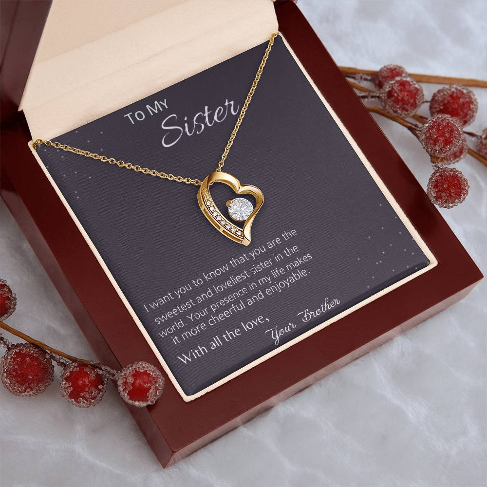 To My Sister With All The Love 925 Sterling Silver Pendant 1 Forever Love Necklace