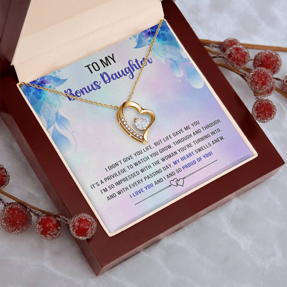 Best Gift For Bonus Daughter Message Card With Necklace Jewelry Gift Christmas Gifts For Daughter From Mom Forever Love Necklace