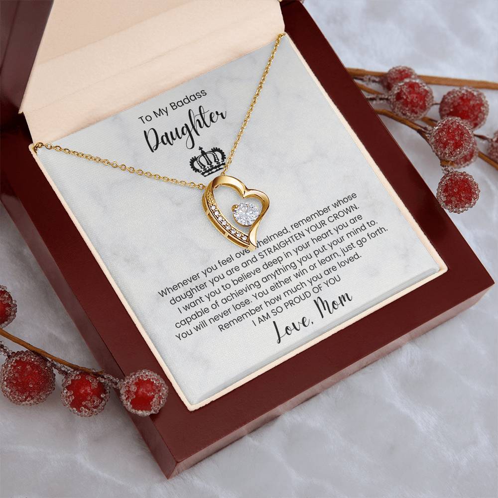 To My Badass Daughter Gift For Daughter Birthday Luxe Crown Necklace Gift Set Badass Daughter Gift Forever Love Necklace