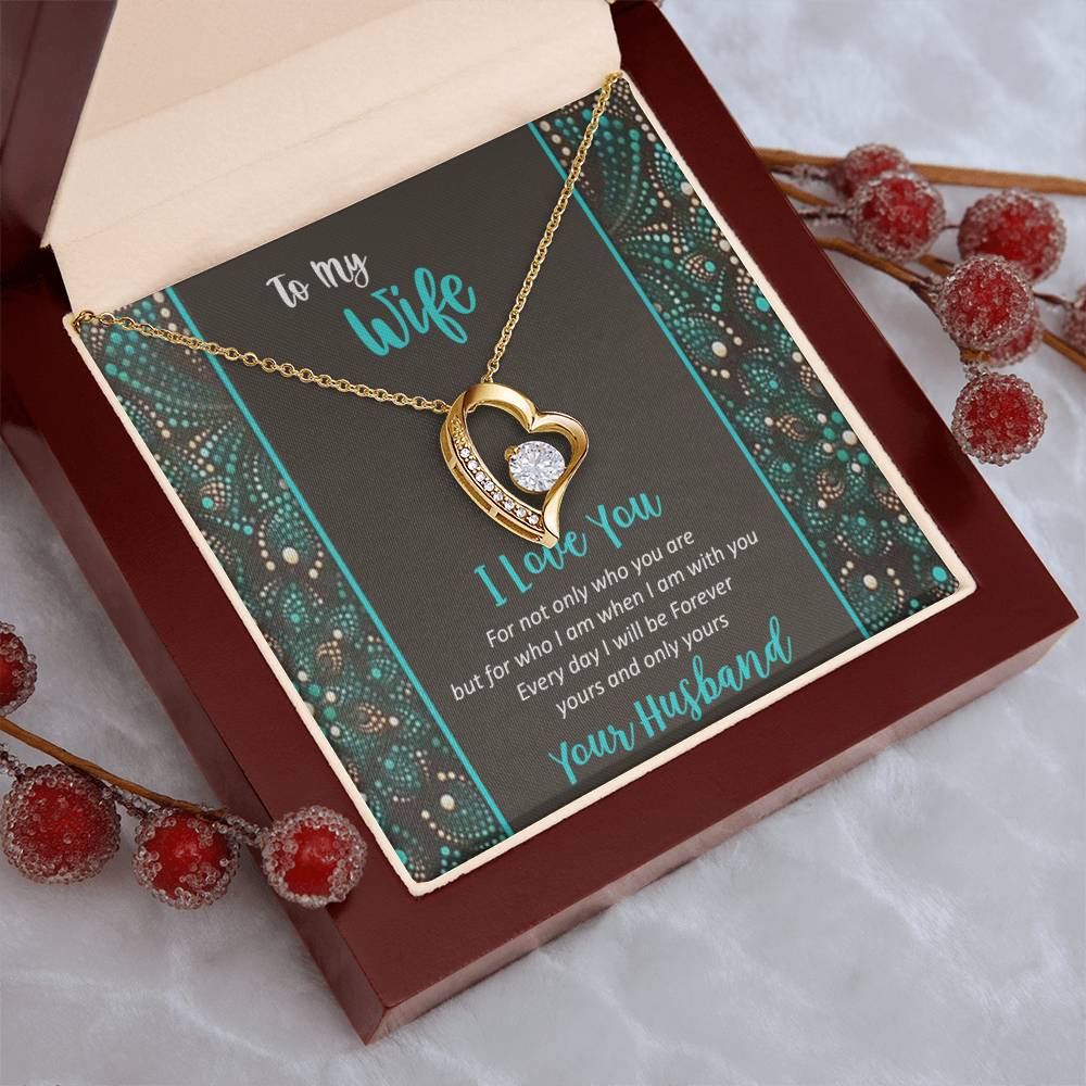 To My Wife - I Love You - 925 Sterling Silver Pendant Forever Love Necklace