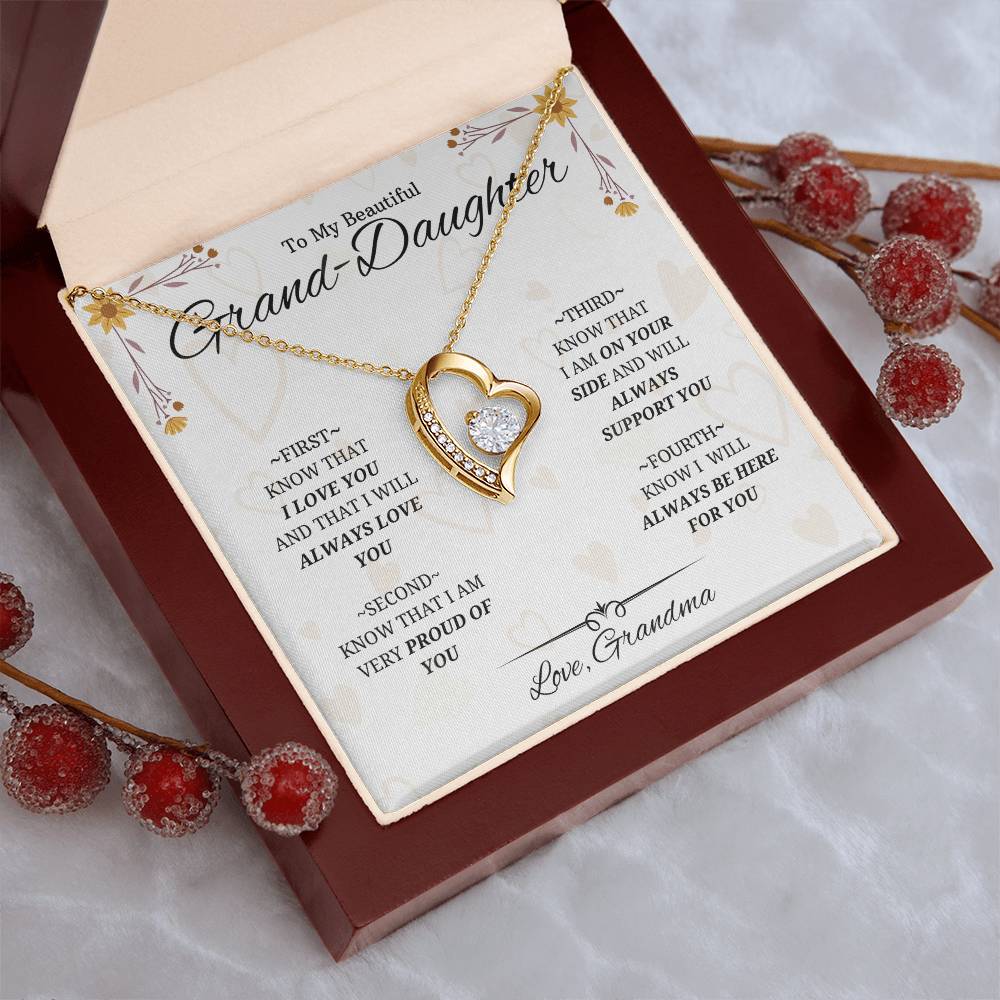 To Granddaughterfour Things To Remembercrystal In Heart Necklacefrom Grandma 1 Forever Love Necklace