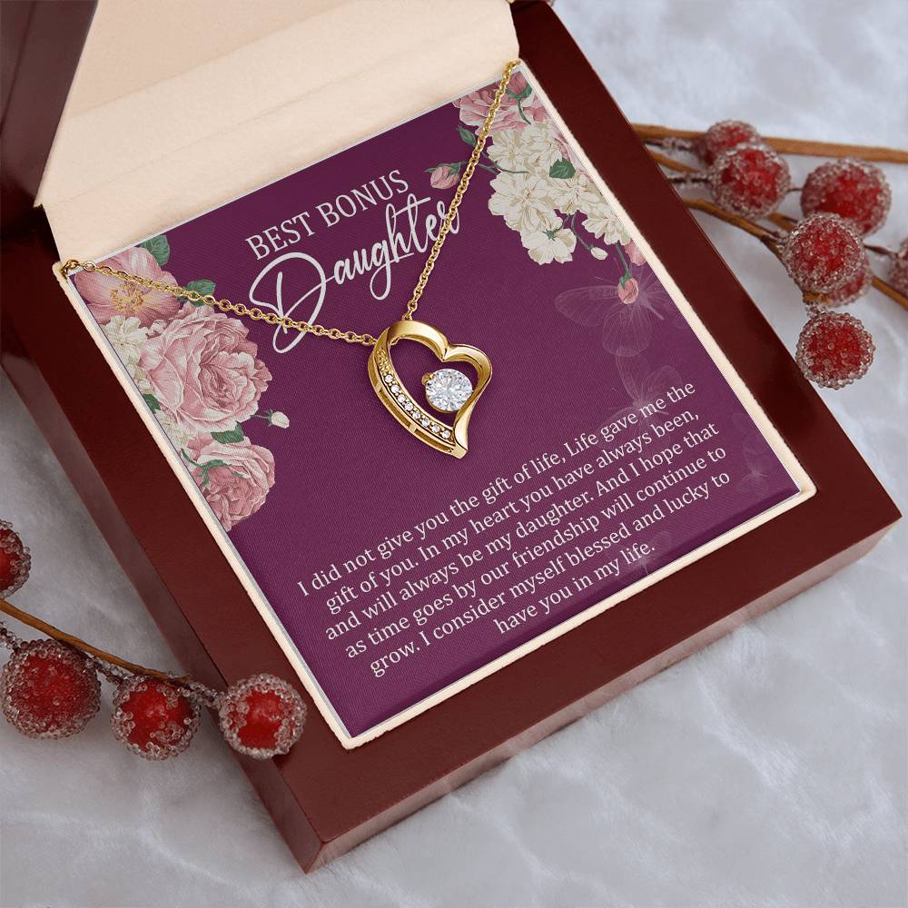 Best Bonus Daughter Birthday Message Card Gift Bonus Daughter Step Daughter Gift Bonus Daughter Necklace Forever Love Necklace