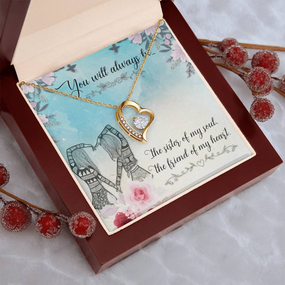 My Little Sister Two Hearts Necklace Loving Sister Gift Chain Funny Sister Present Forever Love Necklace