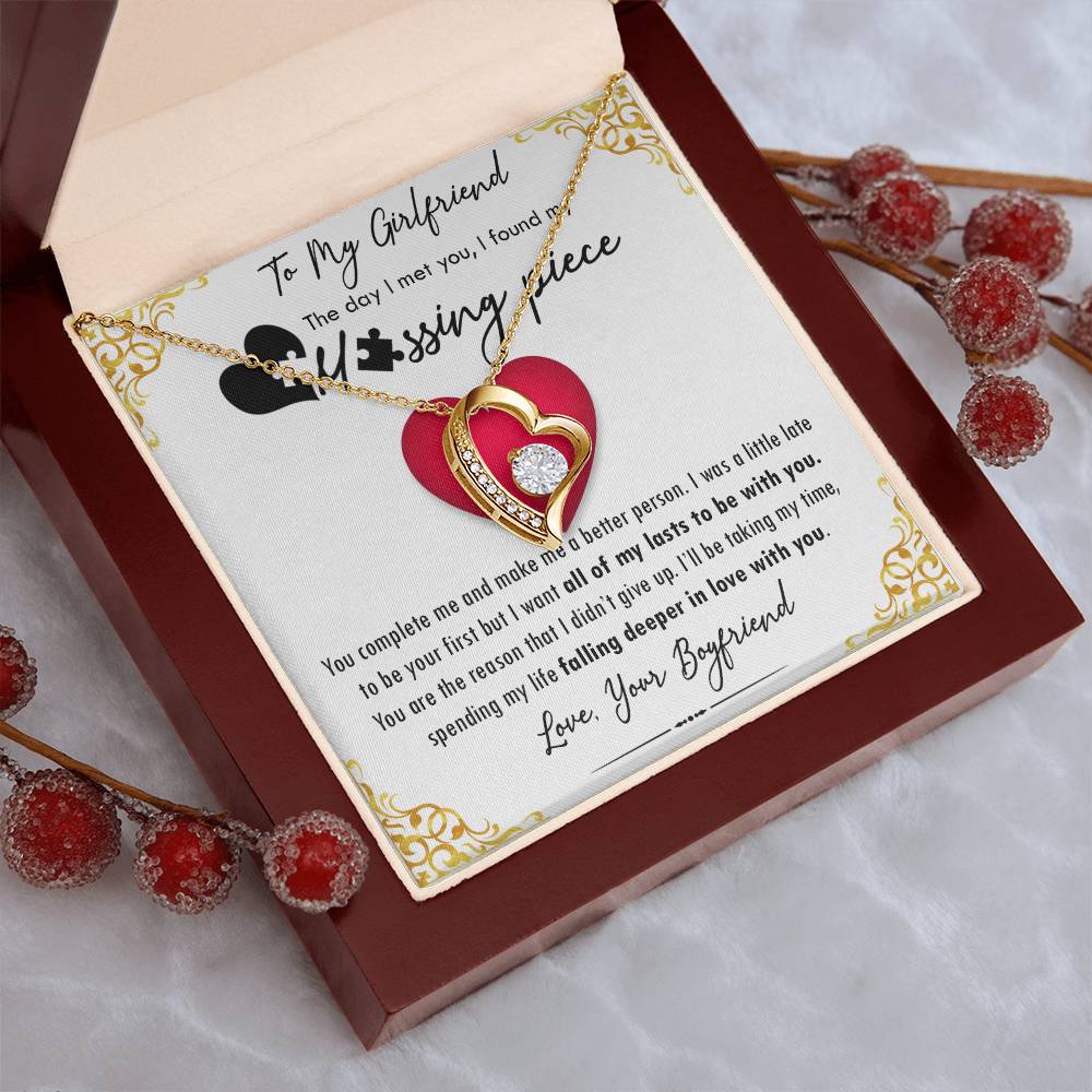 To My Girlfriend The Day I Met You I Found My Missing Piece... 1 Forever Love Necklace