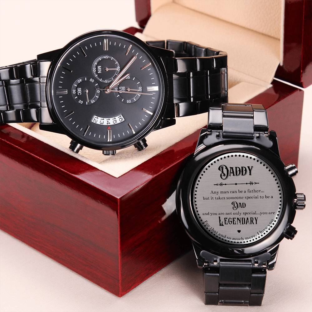 Legendary - Gift For Dads - Engraved Quote For Dad - Engraved Watch Engraving Chronograph Watch