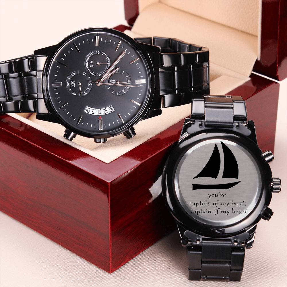 Captain Of My Heart - Watch Gift For Husband Engraving Chronograph Watch