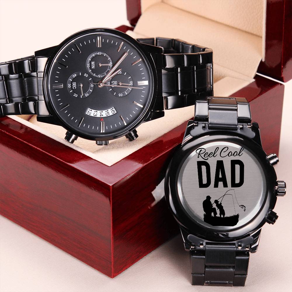 Fishing Gifts For Men Father's Day Watch Reel Cool Dad Engraving Chronograph Watch