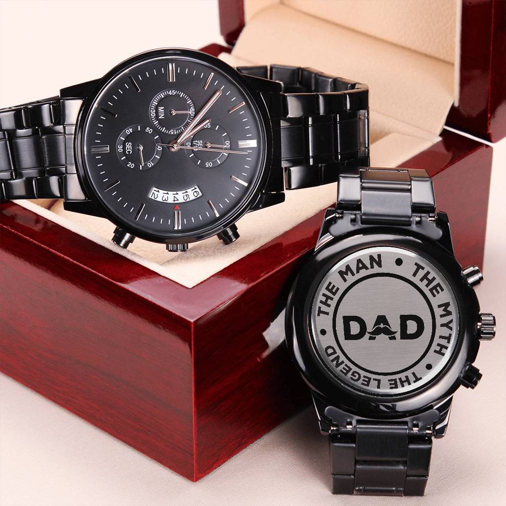 Fathers Day Gift For Dad - Dad The Man The Myth The Legend Engraving Chronograph Watch