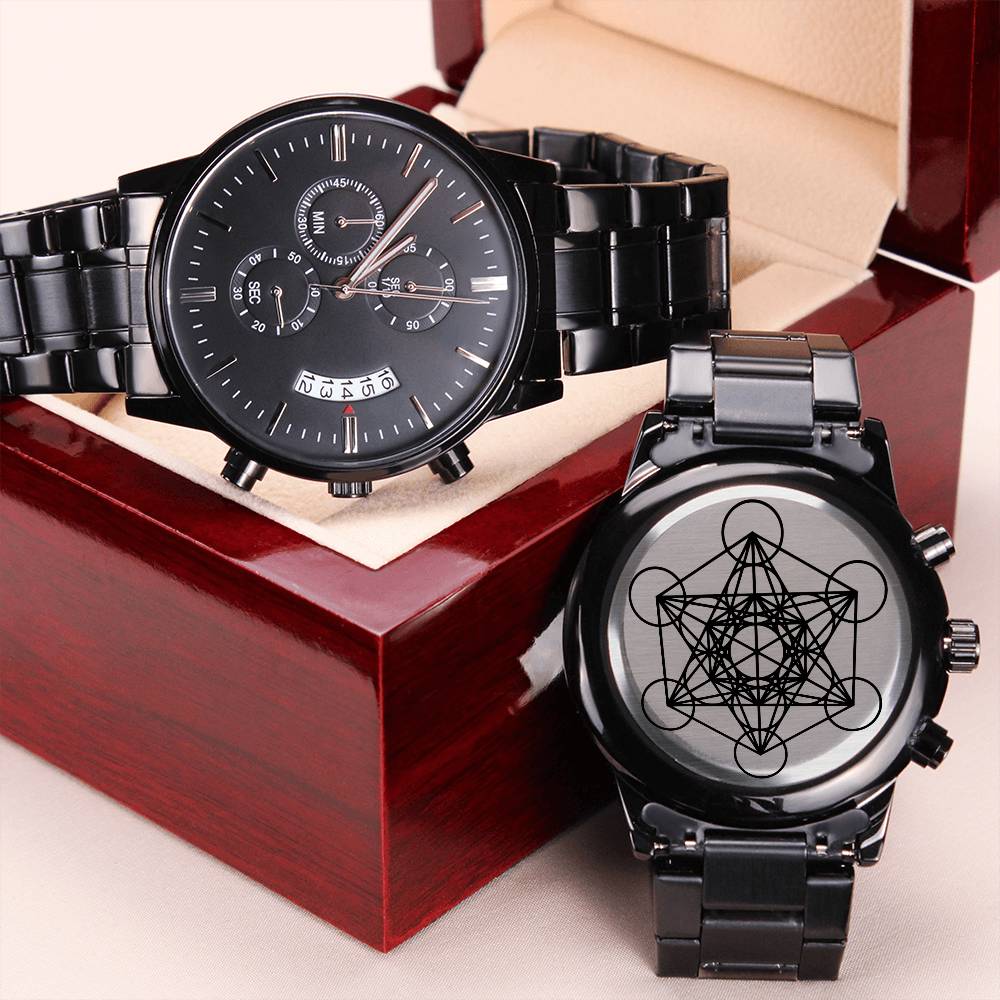 Metatron's Cube Chronograph Watch Sacred Geometry Torus Field Bucky Fuller Philomath Mathematics Plasma Physics Cymatics... Engraving Chronograph Watch