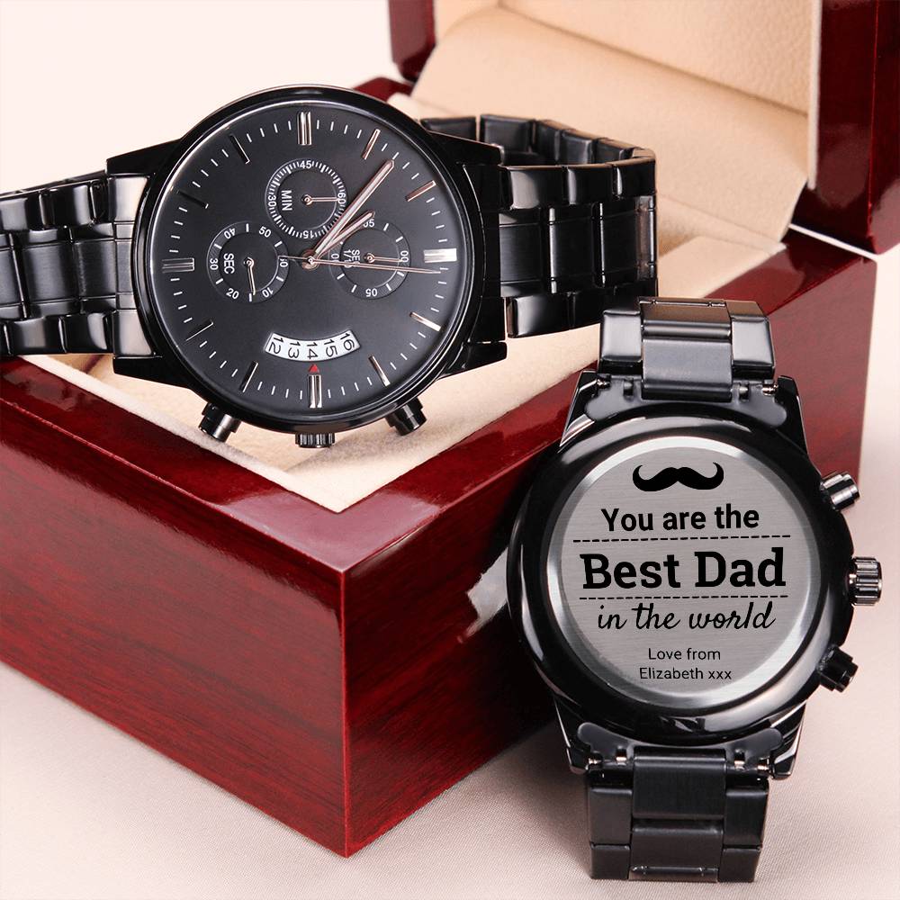 Best Dad In The World Watch Engraving Chronograph Watch