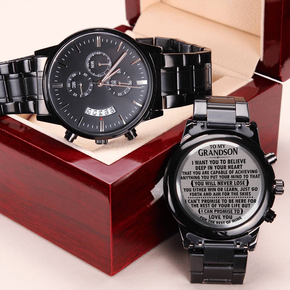 To My Grandson - You Will Never Lose - Best Gifts For Grandson - Chronograph Watch Engraving Chronograph Watch