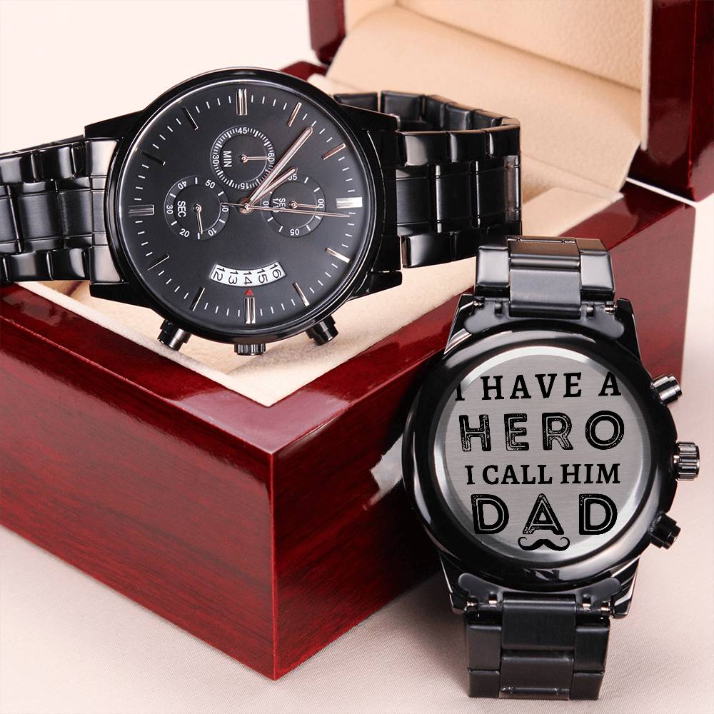 I Have A Hero I Call Him Dad Engraving Chronograph Watch