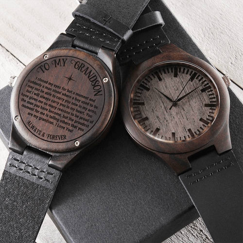Grandson Gifts From Grandad Grandma To My Grandson Grandson Graduation Inspirational Gifts For Grandson Engraved Woode Engraved Wooden Watch