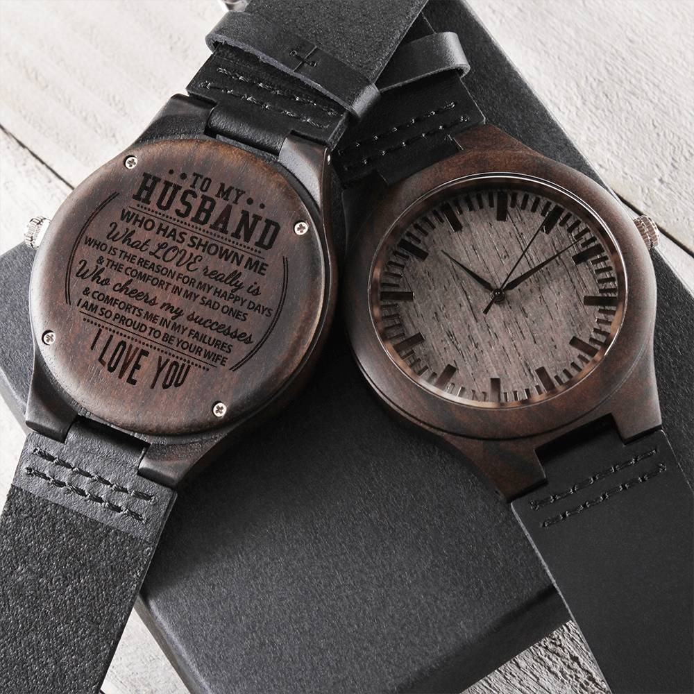 To My Husband Engraved Message On Wooden Watch Husband Father's Day Gift Husband Birthday Gift W Engraved Wooden Watch