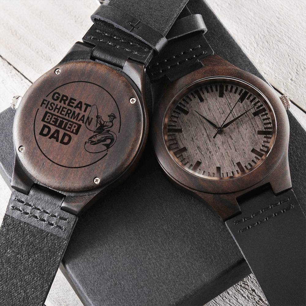 Gifts For Fisherman Gifts For Fisherman Dad From Son And Daughter Engraved Watch Gift For Fisherman Dad Best Fisherman Engraved Wooden Watch