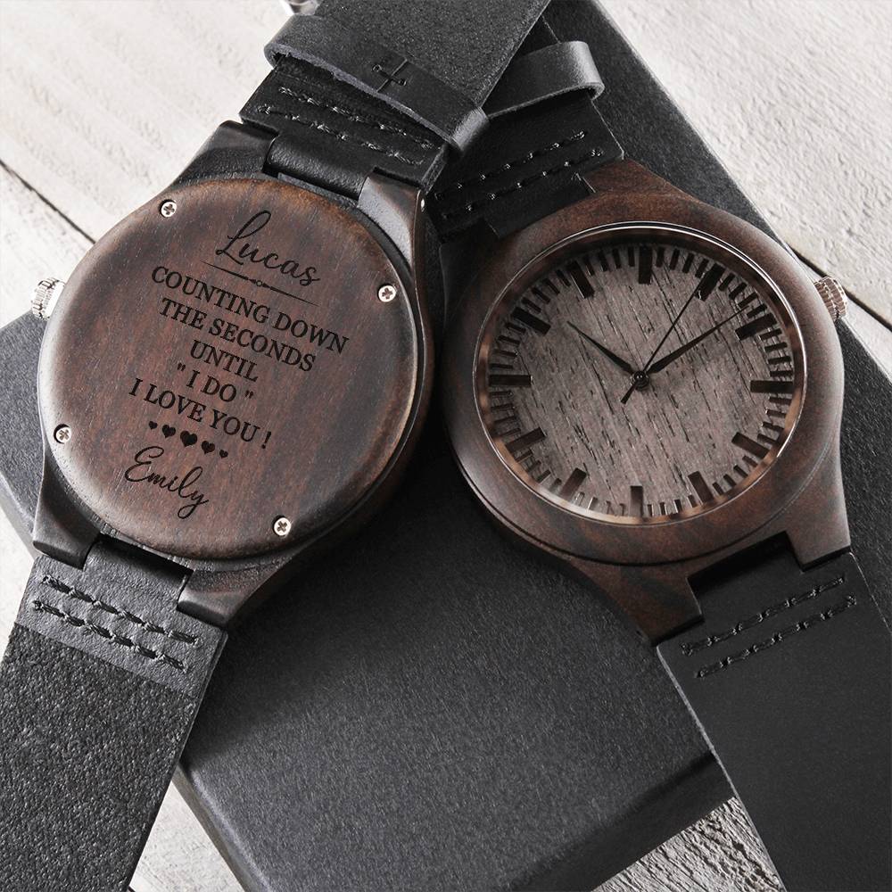 Personalized Watch Engraved Gift For Him Groom Gift From Bride Wedding Day Gifts For Him Engraved Wooden Watch
