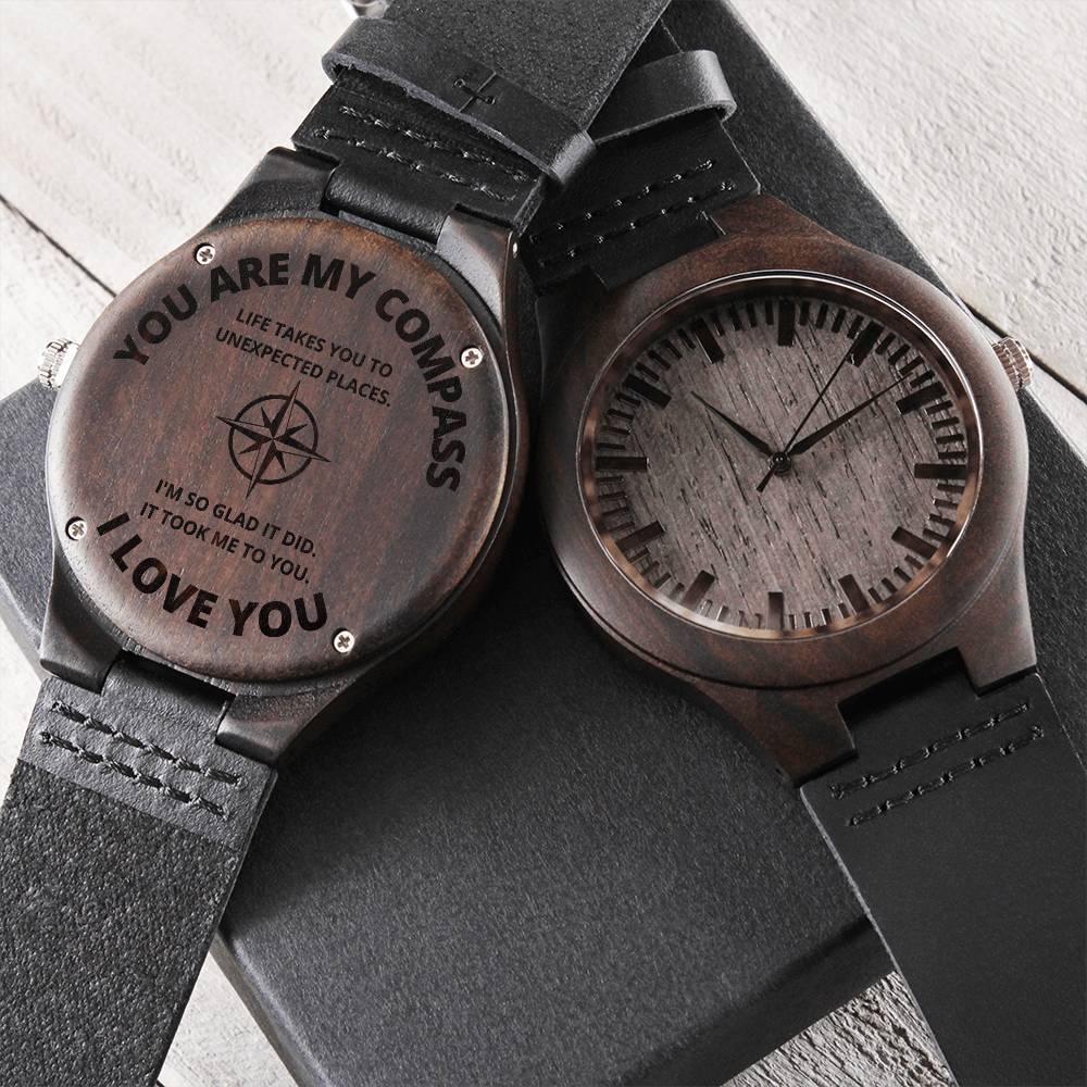 You Are My Compass Engraved Watch Engraved Wooden Watch